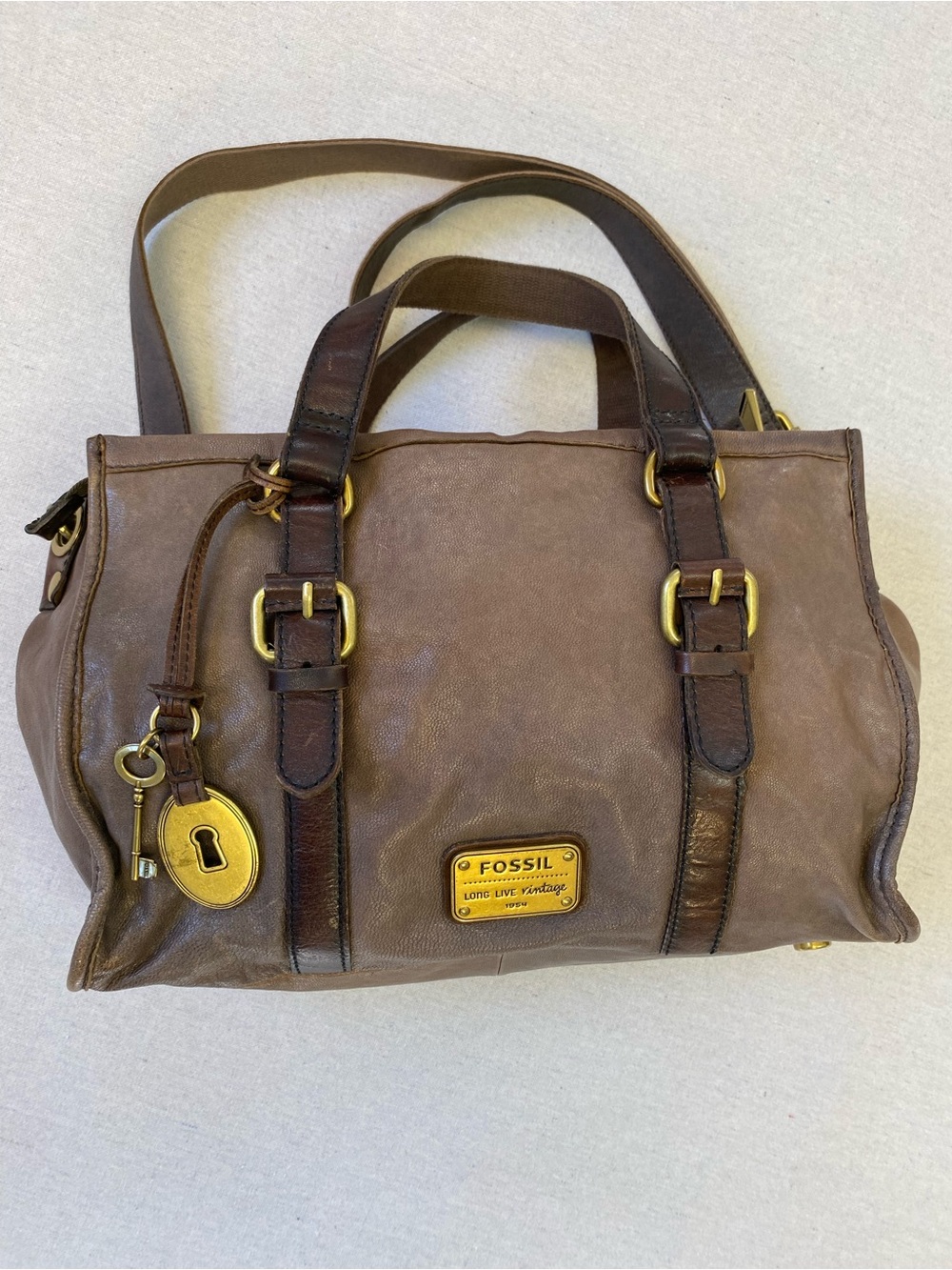 Fossil Maddox Vintage Handbag Satchel Purse Bag Leather - Picture 7 of 14